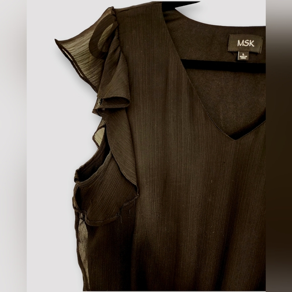 MSK Short Sleeve Fit + Flare Dress, Large, Black - Picture 5 of 8